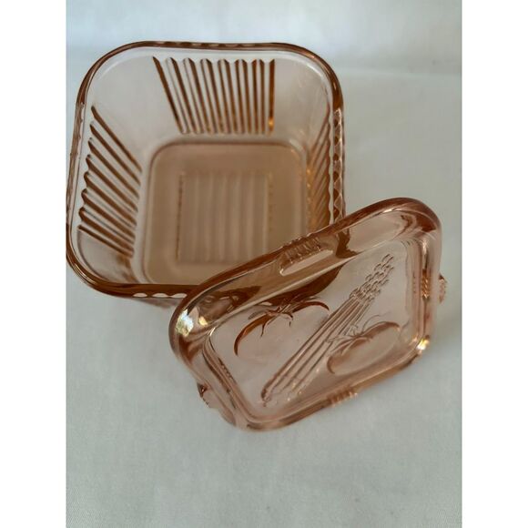 Vintage Depression Glass Pink Container with Lid - Picture 7 of 8
